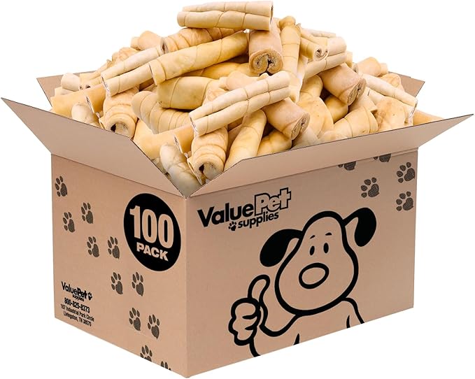 ValueBull Beef Cheek Rolls, Long Lasting Dog Chews, Jumbo 5-6 Inch, 100 Count Wholesale Pack - Long Lasting Dog Chews, Rich in Collagen, Single Ingredient, Cleans Teeth