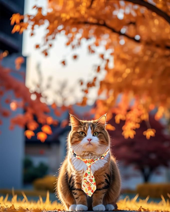 PET SHOW 10 Pack Thanksgiving Small Dog Ties Neckties for Doggies Cats Adjustable Holiday Grooming Accessories Neck Ties Bowties Girl Boy Pets Festival Costumes Puppies Party Gift Favor(Small)