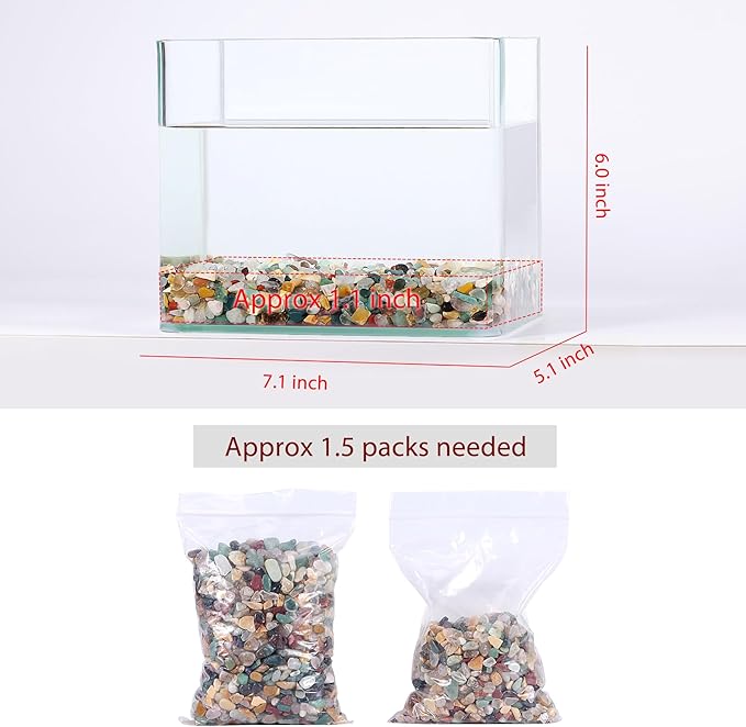 Mixed Crushed Crystal Chips Bulk 1lb 1200+Pcs Assorted Tumbled Stone Chips Natural Polished Mixed Chakra Aquarium Gravel Rocks for Plants Terrarium Supplies Fish Tank Gravel Pebbles Vase Filler