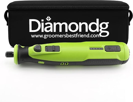 Diamondg Cordless Dog Nail Grinder with Quiet Sound & LED Tip for Large & Small Dogs, 4hrs. Runtime - Electric Dog Nail Trimmer, Heavy Duty Rotary Tool Alternative to Toenail Clippers & Filers