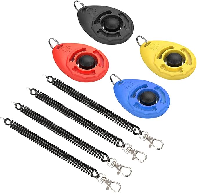 Clicker Training for Dogs, [4 Pcs, Multi-Color] Dog Clicker for Training, Clicker Dog Training with Wrist Strap, Clicker for Pets, Dog Clicker Perfect for Dog Cat Horse Behavioral Training