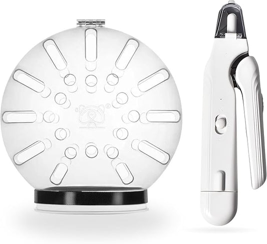 Cat Transparent Muzzle & 2-in-1 Pet Nail Clipper Grinder Set – Grooming Kit, Anti-Bite Muzzle (3 Sizes) + LED Nail Trimmer for Cats & Dogs – Safe, Quiet & Easy to Use (M)