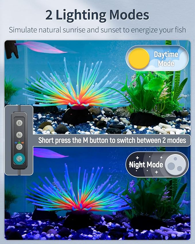 Pawfly 14W Aquarium LED Light for 18 to 24 Inch Extendable Fish Tank Light with Full Spectrum Brilliant White Blue Red Lights with Daytime & Night Modes Timer Auto On/Off Adjustable Brightness