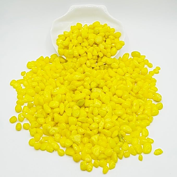 Yellow Pebbles for Crafts, 0.9 Pound Natural Polished Aquarium Gravel, Decorative Pebbles for Indoor Plants, Turtle Tank, Vase, Succulents Cactus, Garden Landscaping