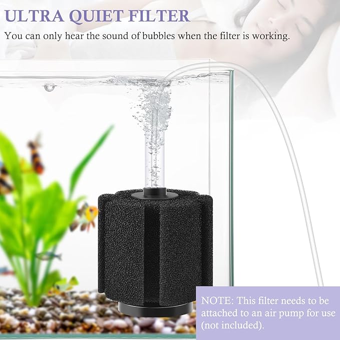 FEDOUR Aquarium Sponge Filter, Ultra Quiet Aeration Bio Sponge Filters for Breeding Fry Shrimp Betta Fish Tank, Efficient Submersible Aquarium Filter for up to 100Gallon Tank (L for up to 100gallon)