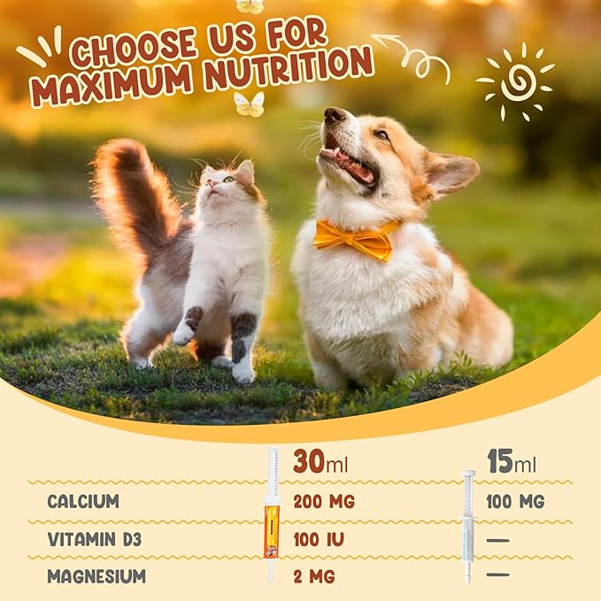 Oral Calcium for Dogs & Cats, Puppy Whelping Supplies-Supporting Milk Production & Efficient Labor, Daily Dog Calcium Supplement for Rapid Absorption & Recovery, 1 Oz