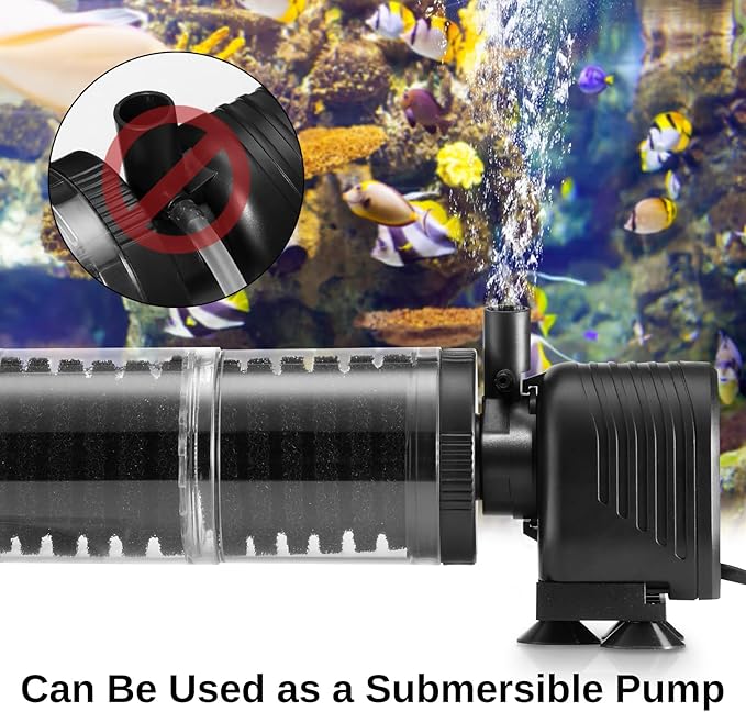 SainSmart XpertMatic Aquarium Filter for 70-120 Gallon Tank, Internal Fish Tank Filter with Water Pump, 475 GPH 3 Stages Biochemical Sponge Filter for Large Tank, Pond, Wavemaker, Air Supply