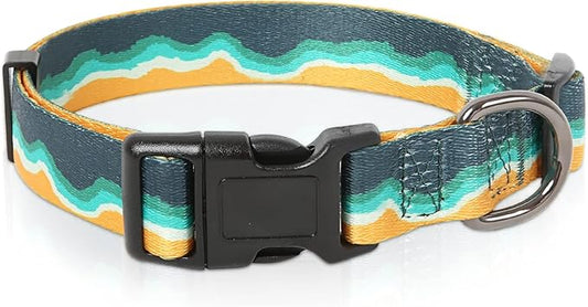 HEELE Dog Collar, Adjustable Soft Dog Collar for Small Medium Large Dogs,Floral Patterned Puppy Collars with Quick Release Buckle M Length 13.39''-20.87''