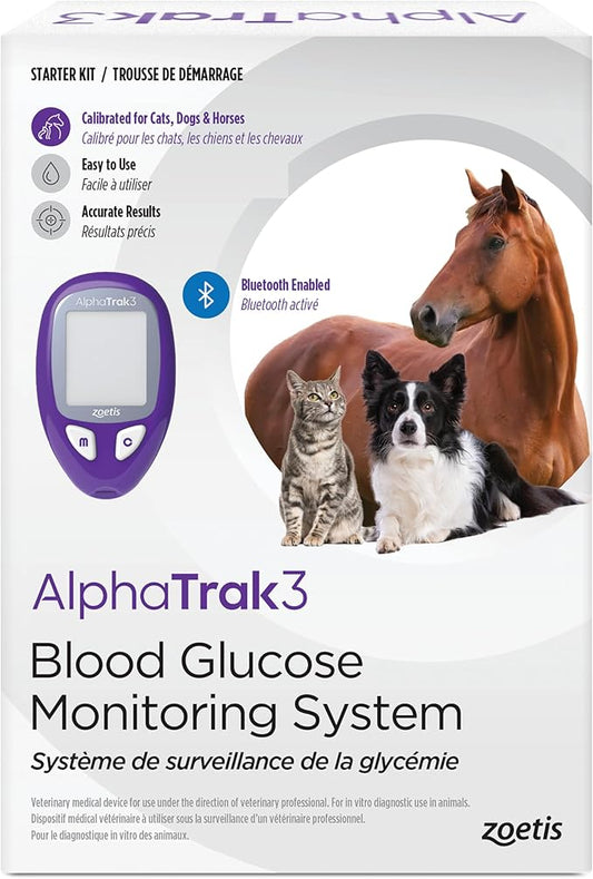 AlphaTrak 3, 8 Piece Pet Blood Glucose Monitoring Kit for Diabetic Cats, Dogs, and Horses All-in-One Solution for in-Clinic Or at Home, with Digital Results
