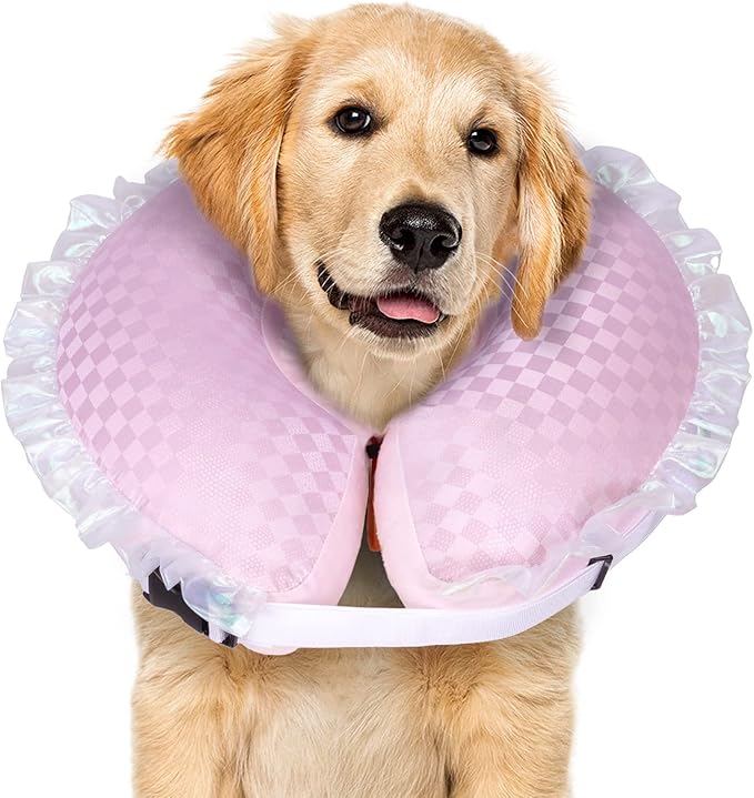 CuteBone Inflatable Dog Cone Alternative for Large Dogs After Surgery-Double Adjustable Neck Range P23SO00101XL