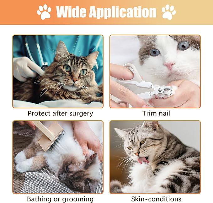 Cat Cone Collar Soft, Adjustable Cat Recovery Collar to Stop Licking After Surgery Protective E Collar for Cats Small Dogs, Orange S