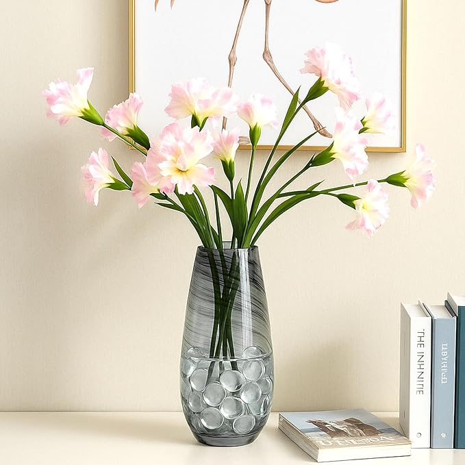 FUTUREPLUSX 1LB Clear Flat Glass Marbles, Vase Filler Glass Pebbles Floral Beads Table Aquarium Gravel Decoration DIY Craft