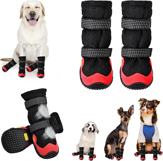 Dog Shoes for Medium Large Size Dogs, Breathable Dog Shoe for Hot Pavement, Dog Booties and Paw Protectors to Prevent Licking, Anti-Slip Dog Boots with Reflective for Summer, Hiking, Snow (Size 8)