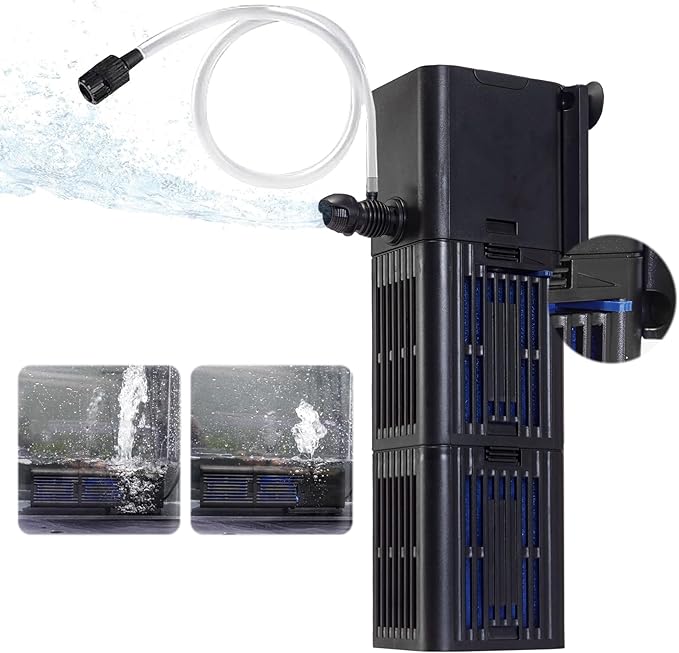 Aquarium Filter Water Flow Adjustable for 75-200 Gallon Fish Turtle Tank 400GPH Biochemical Filtration 4in1 Submersible Internal Powerful Pumps & Filters Keep Freshwater Saltwater Crystal Clear Large