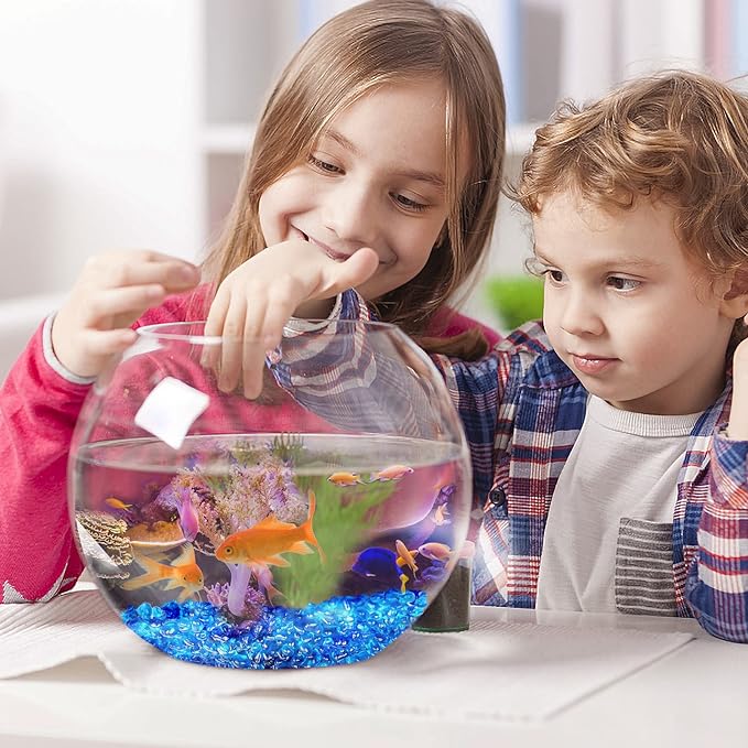 Keedolla Fish Tank Rocks Beads Aquarium 0.93LB, Clear Glass Pebbles Stones Gravel for Vases Fillers, Garden, Aquarium, Betta Fish Turtle Tank, Succulent Plants Decor - Sea Blue