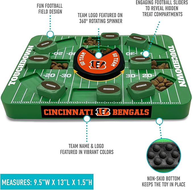 Pets First NFL Cincinnati Bengals Large Puzzle Toy, New Size, Interactive Dog Slow Feeding Toy