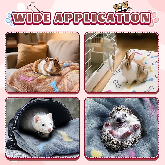 6 Pcs Washable Guinea Pig Blankets Absorbent Small Animal Fleece Bedding Waterproof Cage Liners Reusable Pet Pee Pad Sleep Mat Cover for Rabbit Rat Hamster Ferret Chinchilla Hedgehog (16"x24")