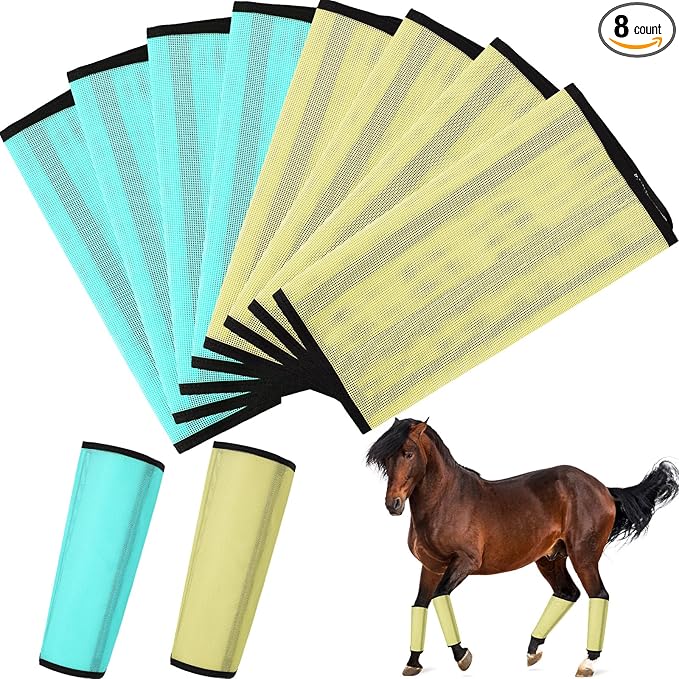 8 Pcs Mesh Fly Boots for Horse Breathable Mesh Horse Boots Protective Horse Leg Wraps Horse Leggings for Preventing Flies and Mosquitoes Bites (Light Pink, Dark Pink)