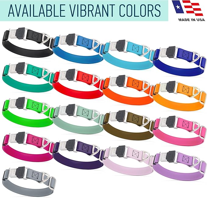 Dogline Biothane Waterproof Dog Collar with Herm Sprenger Black Stainless Steel Quick Release Buckle – Heavy Duty Tactical Durable Collar for Dogs – Comfortable and Safe Pet Collar W 3/4" L 12-19" Red