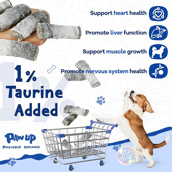 Cod Skin Dog Treats - Natural Fish Roll Snacks w/Taurine, Single Ingredient Chews, Rich in Omega 3, 16.2 oz