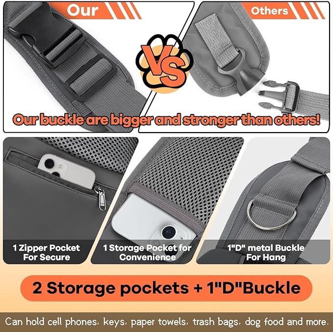 YUDODO Pet Sling Carrier for Small Dogs & Cats – Hands-Free Puppy Carrier with Safety Hook, Large Zipper Pocket, Soft Breathable Mesh, Adjustable Strap & Reflective Strip (Black 1.0 L)