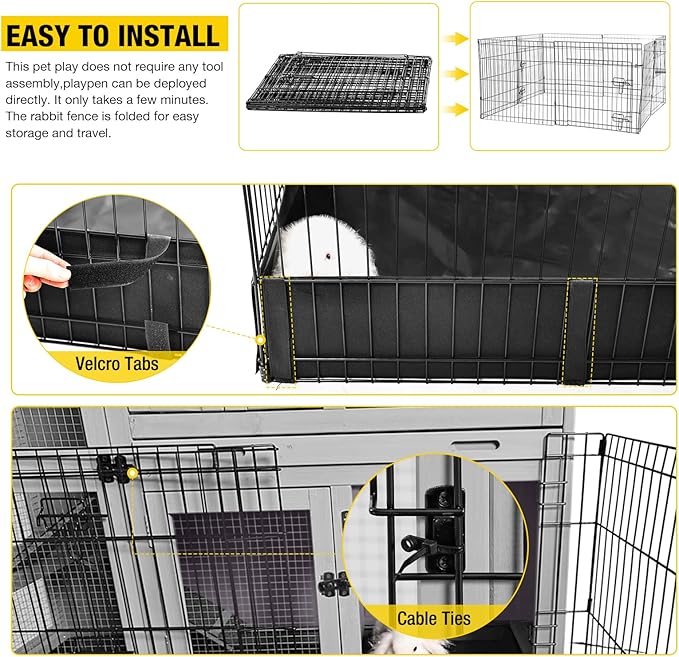 Aivituvin Pet Playpen Guinea Pig Cage Small Animal Rabbit Exercise Pen with Waterproof Floor Liner - Extension Playpen ONLY