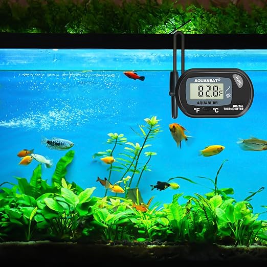AQUANEAT 2 Pack Aquarium Thermometer, Fish Tank Thermometer, Digital Temperature Test, with Large LCD Display
