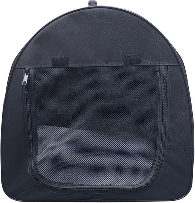 Fabric Portable Pet Kennel/Shelter, Single, Black 20"x20"x19.5" - Car Seat-Belt Fixture Included