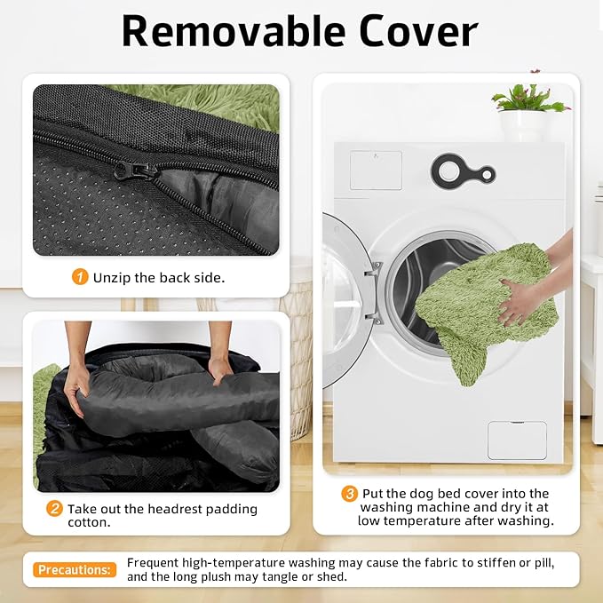 GGIB Calming Dog Bed Fluffy Plush Dog Mat for Furniture Protector with Removable Washable Cover for Large Medium Small Dogs and Cats (Large, Grass Green)