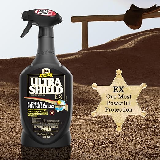 Absorbine UltraShield EX Combo 32oz Sprayer + 128oz Refill Insecticide, Kills & Repels Flies, Mosquitoes, Ticks, Fleas, Lice, Use on Horses, Dogs, Premises