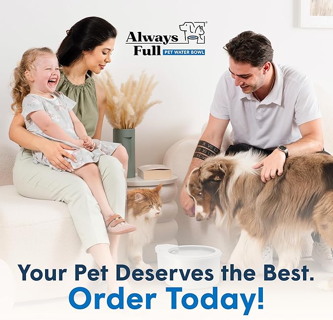 Always Full® 9" Pet Water Bowl and Wall Unit Bundle – Self-Refilling, Clean Filtered Water, Easy Home Connection, App-Enabled Hydration Tracking, Cat and Dog Water Bowls