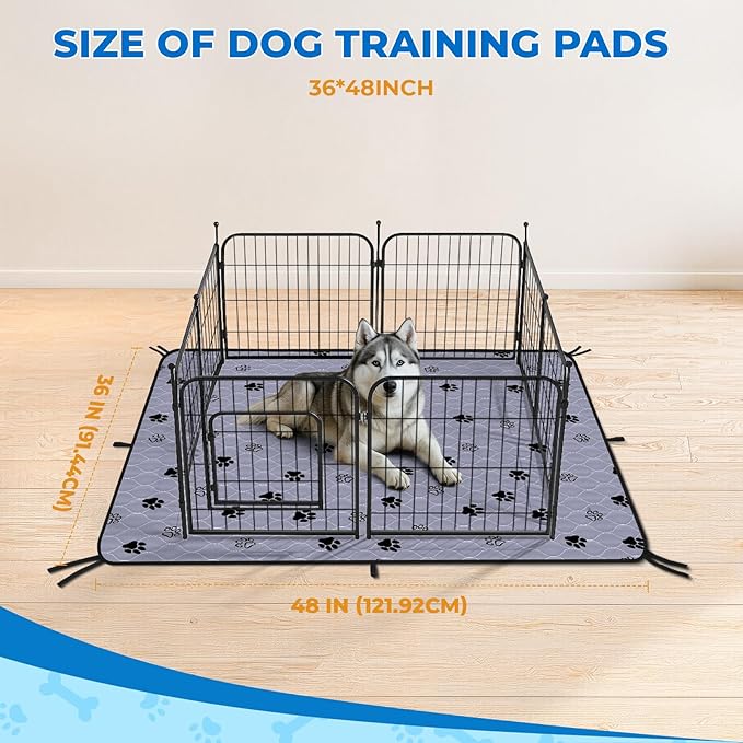 Fostanfly Washable Pee Pads for Dogs, 2 Pack 36"x48" Superior Reusable Puppy Pads, Waterproof Mat Protects Against Urine Leakage, Non-Slip Grip Prevents Slipping and Bunching for Dog, Puppy