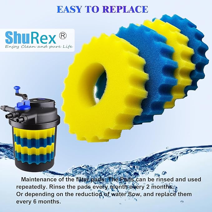 Replacement Sponge Filter Media Pads for VIVOHOME 1580/1840GPH Biological Pond Filter, Compatible with 1580/1840GPH/CPF-2500/ CPF-3500 Pressure Koi Fish Pond Filter