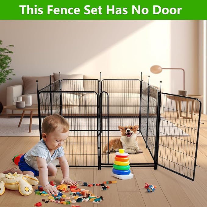 40in(H) Doorless Fence for Garden 14 Panels， 31.2 Ft(L) Barrier, Outdoor Garden Protection for Dogs Low Threshold,Indoor Fence Without Gate