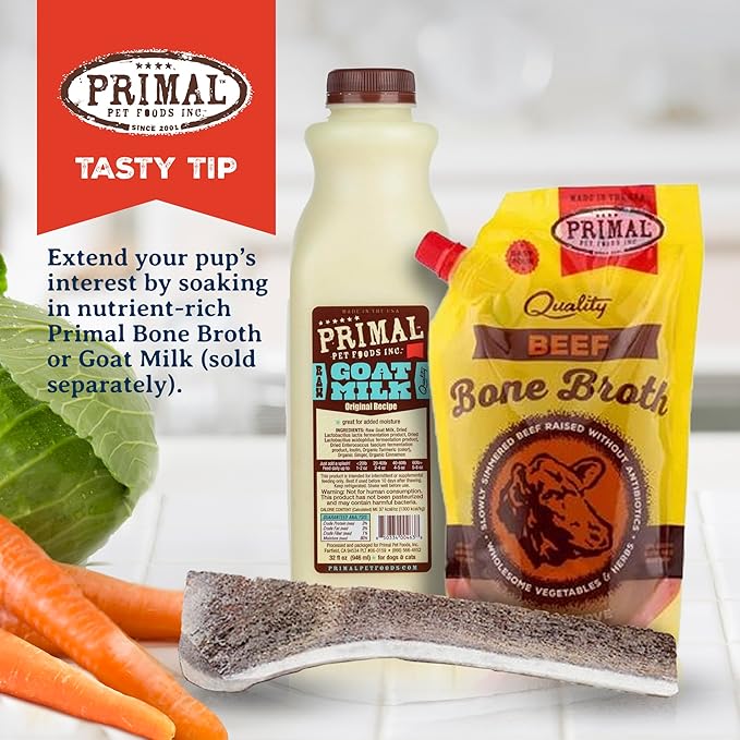 Primal Antlers for Dogs, Grade A Split Elk Antlers for Medium Canines 15-30 lb, Natural Chews for Aggressive Chewers, Naturally Shed, Long Lasting Dog Bones, 1 ct