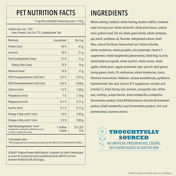 ACANA Grain-free Dry Cat Food Wild Atlantic Saltwater Fish with Freeze-Dried Liver 4lb Bag