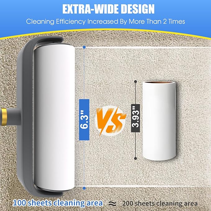 COBETE Large Surface Lint Rollers for Pet Hair Extra Sticky, 100 Sheets Mega Value Set, Dog and Cat Lint Remover for Clothes, Couch, Furniture,Pick Pet Hair Up