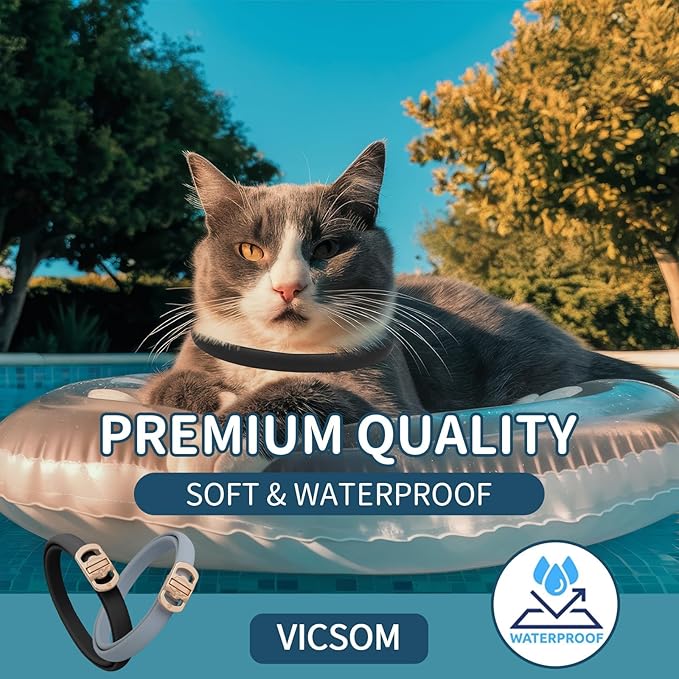 Flea and Tick Collar for Cats - 4 Pack, 32 Month Protection Treatment, Waterproof, Natural Prevention, Adjustable for Cats & Kittens (Black Grey)