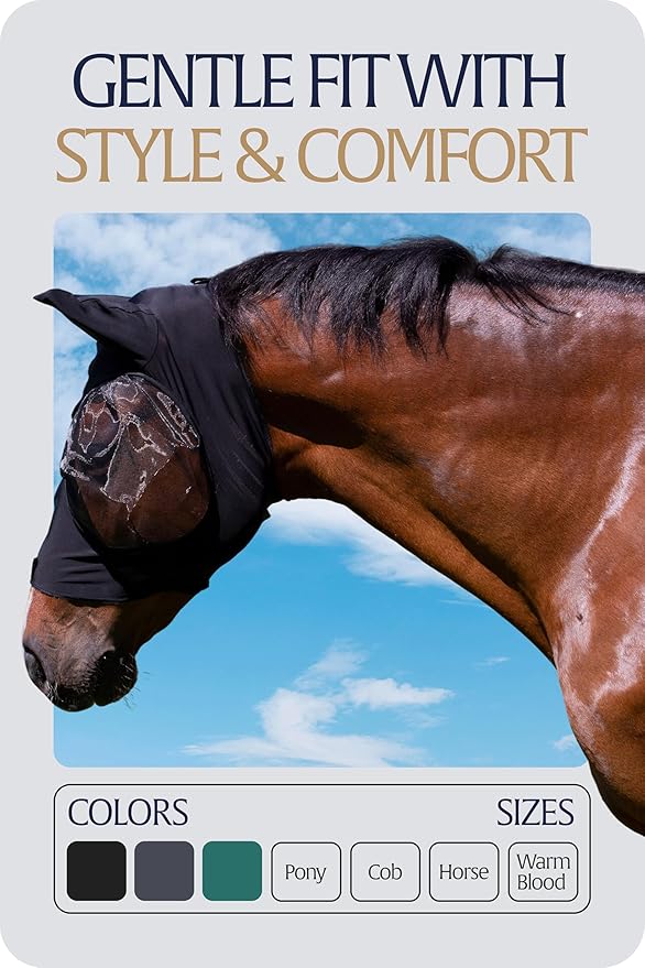 Equinavia Bug Out Fly Mask | Against Flies, Insects, UV Rays - Black - Cob