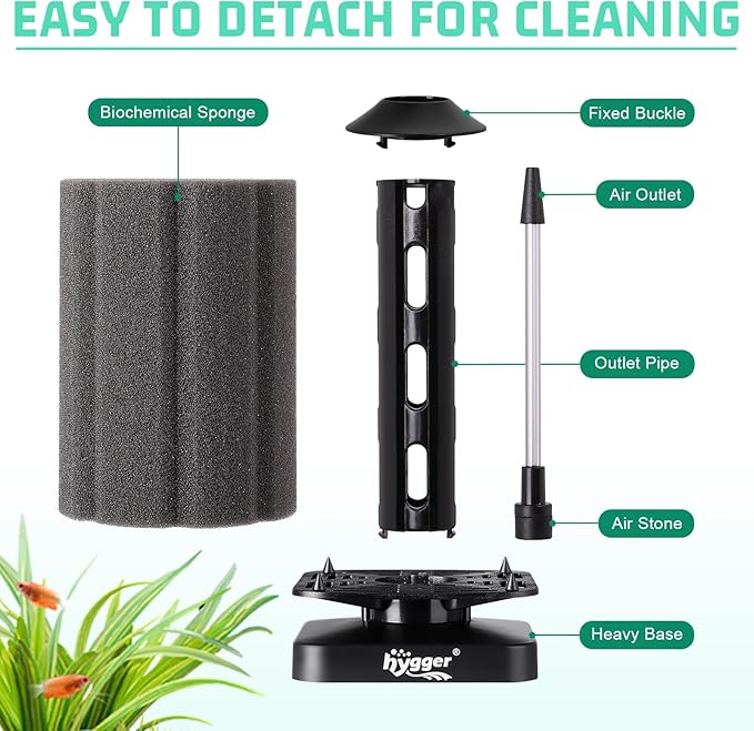 hygger Fine Sponge Filter for Aquarium 30~75 Gallons Fish Tank Filter Betta Breeding Fry Shrimp Snails Air Powered Filters