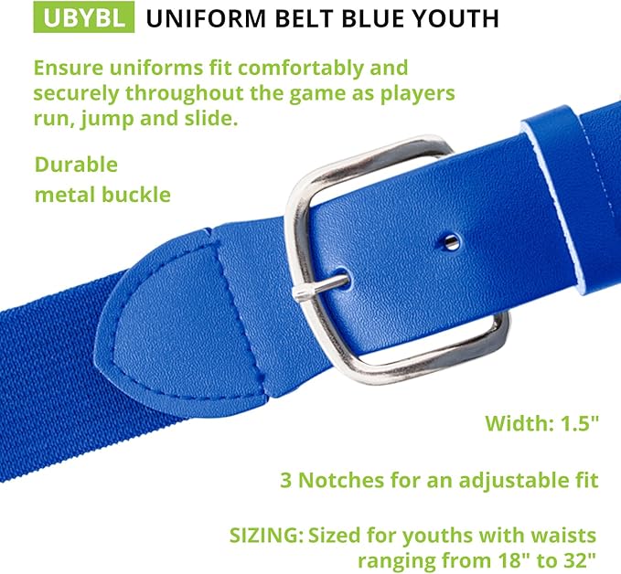 Champion Sports Baseball/Softball Uniform Belt, Comfort Stretch Fit Durable Syntex Tab - Youth & Adult Sizes, Multiple Colors
