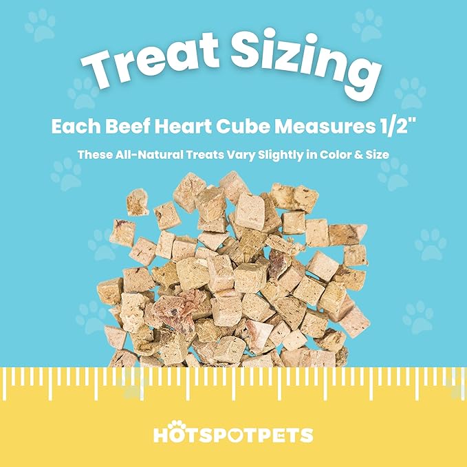 hotspot pets Freeze Dried Beef Heart Treats for Cats & Dogs - 1LB Resealable Big Bag, Made in USA, Single Ingredient All Natural Grain-Free Immune support Treats -Perfect for Training, Topper or Snack