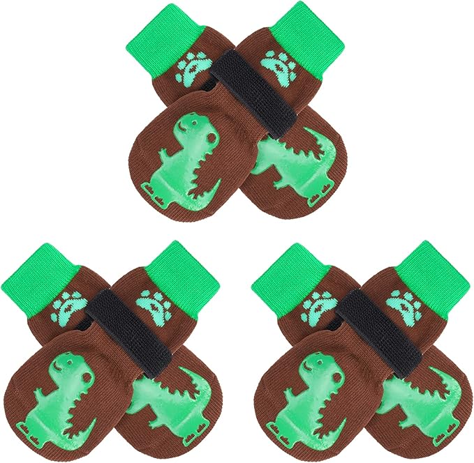 BEAUTYZOO Anti-Slip Dog Socks,Dog Shoes for Hot/Cold Pavement,Paw Protectors with Grips 3 Pairs for Puppy Small Medium Large Senior Old Dogs,Dog Socks to Prevent Licking and Hardwood Floor Protection