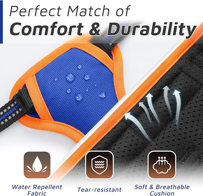 Eagloo Small Dog Harness No Pull, Service Vest with Reflective Strips and Control Handle, Adjustable and Comfortable for Walking, No Choke Pet Harness with 2 Metal Rings, Blue & Orange, XS