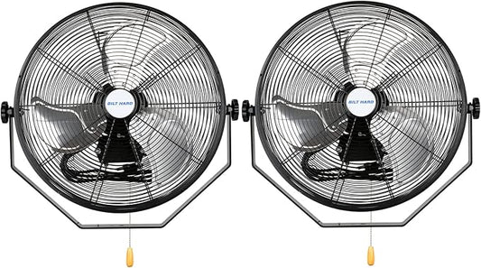 BILT HARD 18 inch Industrial Wall Fan, 4300 CFM, 3-Speeds High Velocity Wall Mount Fan with Sealed Motor, Heavy Duty Metal Barn Fans, 2 Pack