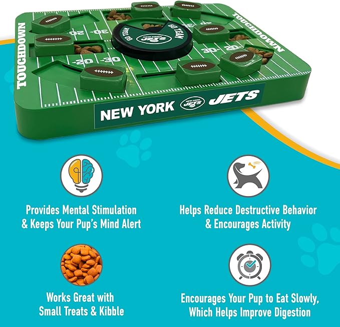 Pets First NFL New York Jets Large Puzzle Toy, Dog Puzzle Treat Toy, New Large Size, Interactive Dog Treat Toy, Dog Slow Feeding Toy