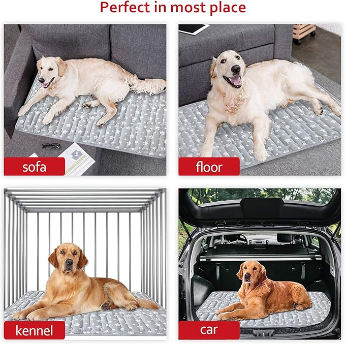 Dog Crate Mat (42" X 28"), Soft Dog Bed Mat with Cute Prints, Personalized Crate Pad, Anti-Slip Bottom, Machine Washable Kennel Pad