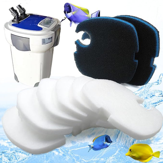 Replacement Canister Filter Pads Compatible with SUNSUN HW-304B/404B/704B/3000 CF500 Aquarium Filter, 6 White Floss and 2 Upgraded Coarse Pads, 8pcs