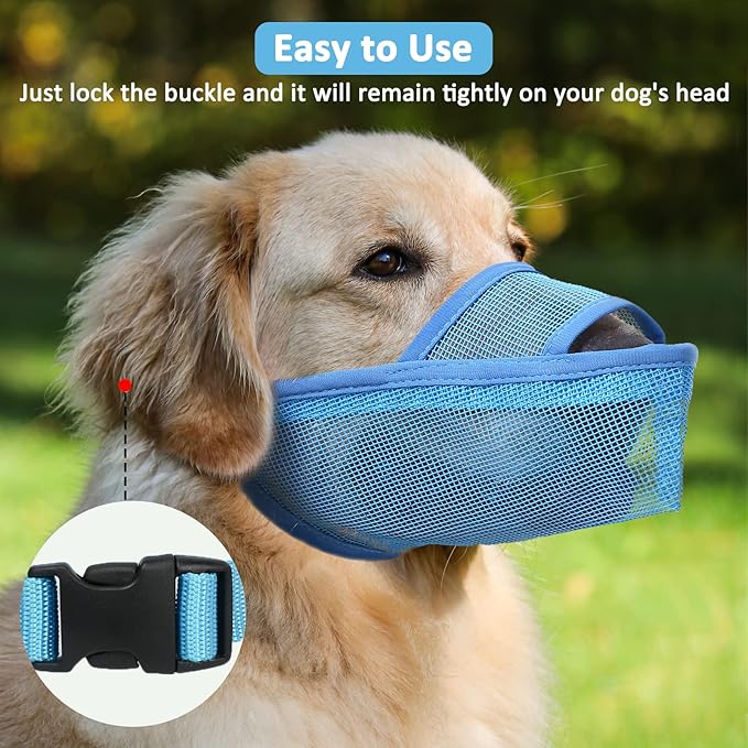 Crazy Felix Nylon Dog Muzzle for Small Medium Large Dogs Dachshund Beagle Poodle Labrador, Air Mesh Breathable and Drinkable Pet Mouth Guard for Anti-Biting Chewing Scavenging(XXXS, Blue)