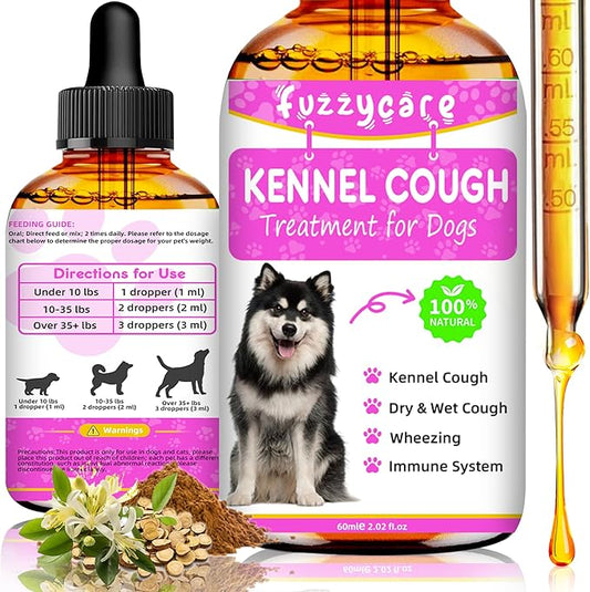 Dog Cough Treatment，Effective Kennel Cough Medicine for Dogs & Cats, Natural Kennel Cough Treatment and Allergy Relief, Herbal Drops for All Breeds & Sizes, Soothing Dog Cough Medicine